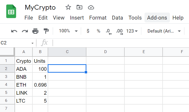 How to get crypto price in google sheets what is spot on binance